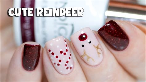 Reindeer And Candy Cane Nail Art Easy Christmas Nails Youtube