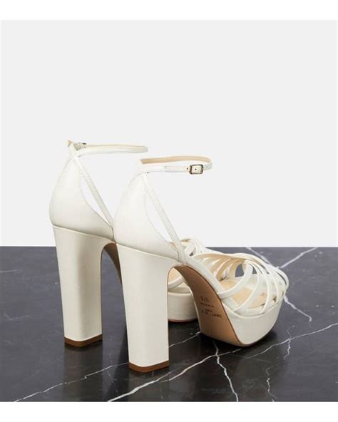 Jimmy Choo Isra Leather Platform Sandals In White Lyst