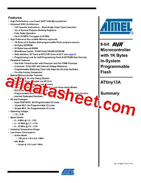 ATTINY13A PU Datasheet PDF ATMEL Corporation