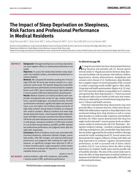 Pdf The Impact Of Sleep Deprivation On Sleepiness Risk Factors And