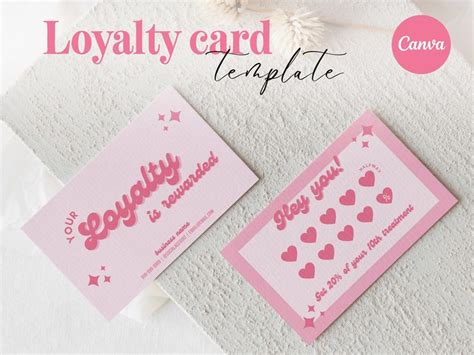 Retro Loyalty Card Pink Loyalty Card Template Customer Loyalty Card