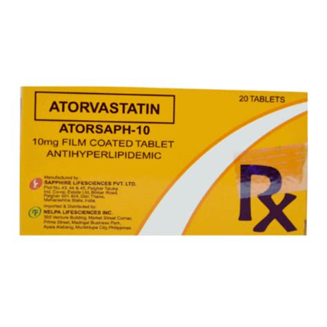 Atorsaph Atorvastatin 10mg Film Coated Tablet 10s Price In The