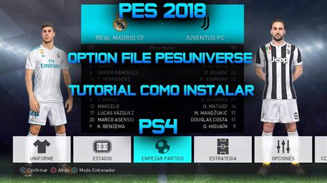 PES 2018 PS4 OPTION FILE PESUNIVERSE V1 TUTORIAL COMO INSTALAR YouTube