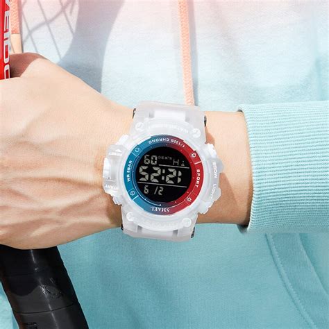 Ceas Barbatesc De Mana Smael Sport Casual Digital Quartz Analog Alb