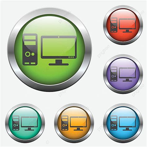 Computer Glass Buttons Tech Drawing Flat Vector Tech Drawing Flat