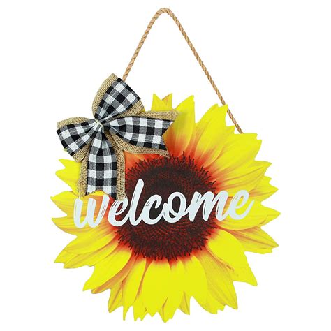 Ksruee Sunflower Welcome Sign 12in Summer Decorative Door Hanger