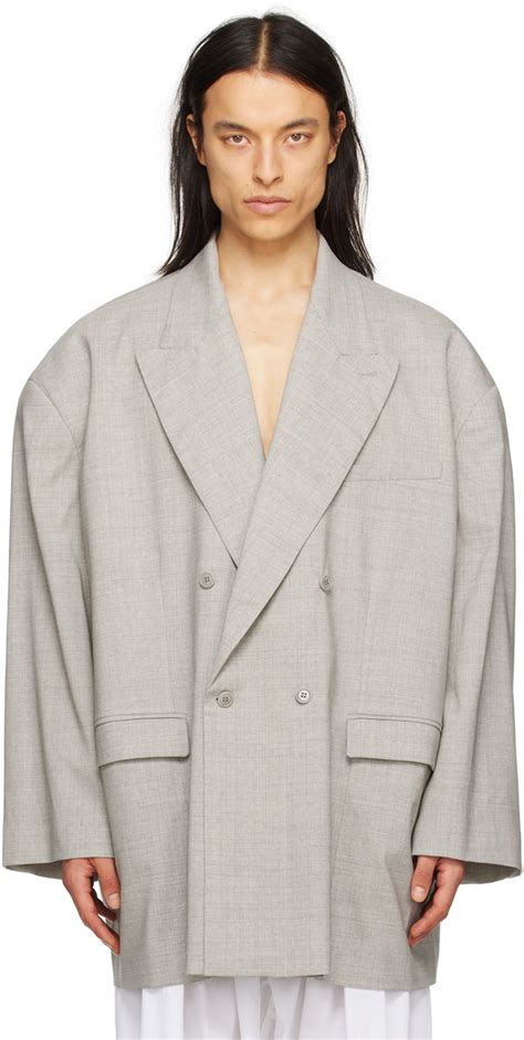 Hed Mayner Gray Double Breasted Blazer SSENSE UK