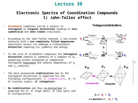 PPT Lecture 30 Electronic Spectra Of Coordination Compounds 1 Jahn