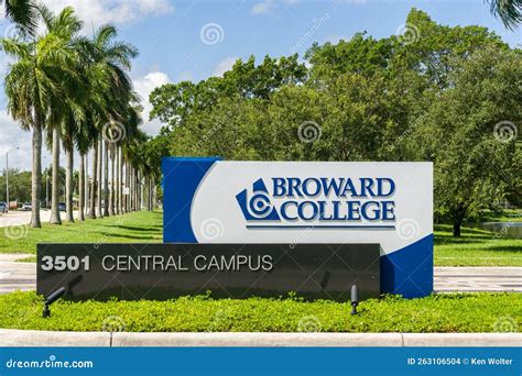 Entrance Sign To The Campus Of Broward College Editorial Stock Image