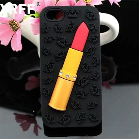 Yrff New Crown Rhinestone Lipstick Phone Case For Iphone 5 5s 6 6s Plus Silicon Soft Back Case