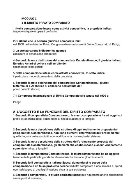 Test Diritto Privato Comparato Unicusano Docsity