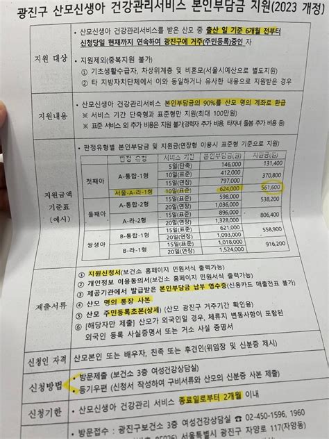 2023 서울 정부지원 산후도우미 신청방법지원대상비용feat광진구보건소 네이버 블로그