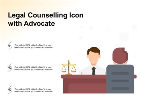 Legal Counselling Icon With Advocate Powerpoint Slides Diagrams