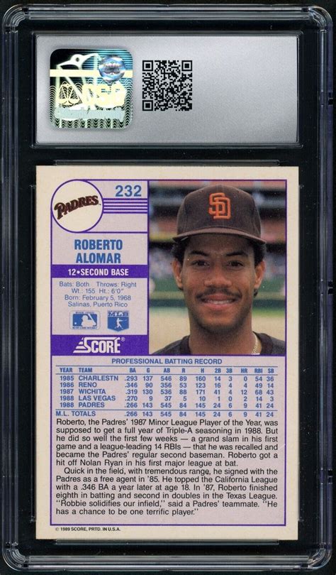 1989 Score 232 Roberto Alomar For Sale Online Ebay