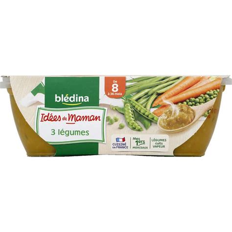 Bols 3 légumes Idées de Maman dès 8 mois Blédina 2 x 200 g La