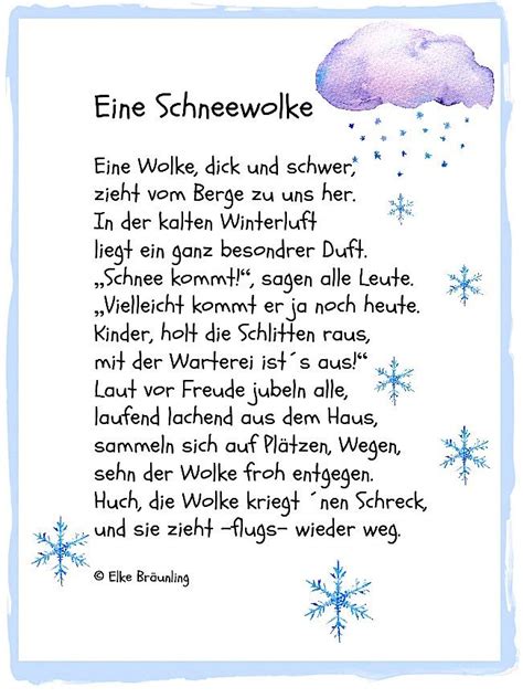 Eine Schneewolke Elkes Kindergeschichten Geschichten für kinder