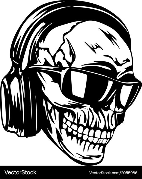 Skull In Headphones And Sunglasses Royalty Free Vector Image