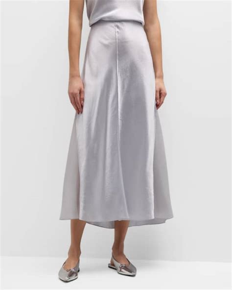 Vince Raw Edge Paneled Midi Slip Skirt Neiman Marcus