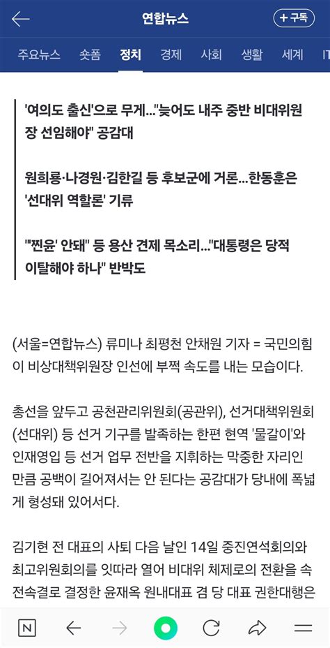 여의도 출신 비대위원장으로 무게 정치시사 에펨코리아