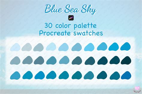 Light Blue Procreate Palette 30 Hex Color Codes Instant Digital