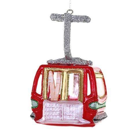 Glittered Red Gondola Ski Lift Glass Ornament | Lake & Lodge Themed Holiday Decorations