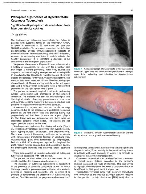 Pdf Pathogenic Significance Of Hyperkeratotic Cutaneous Tuberculosis