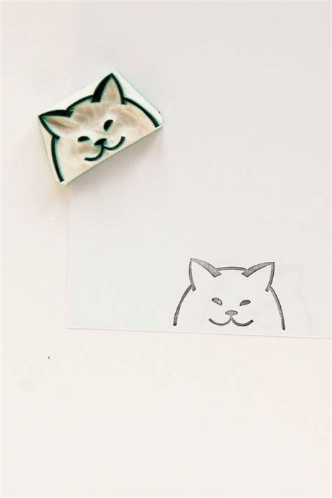 Cat Rubber Stamp Animal Stamp Cat Head Stamp Cute Cat - Etsy