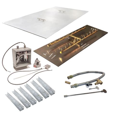 Rectangular Plate - Crossfire Brass Fire Pit Insert Kit - Electronic ...