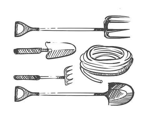 Un Conjunto De Elementos De Herramientas De Jard N Boceto Dibujado A