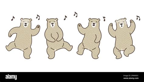 Bear Vector Polar Bear Dance Sing A Song Doodle Illustration Character Cartoon Stock Vector