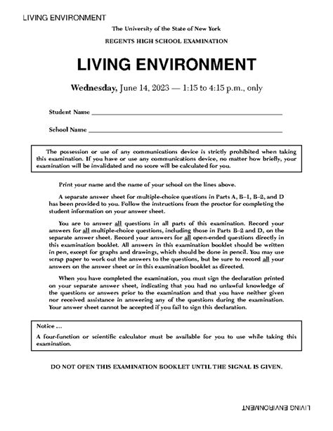 Regent Exam Cheat Sheet Living Environment Living Environment The