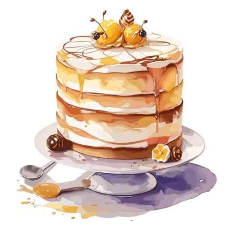 Aquarell Vektor Beesting Kuchen Geb Ck Clipart Bearbeitbarer Wei Er