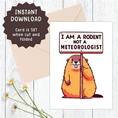 A Card With An Image Of A Rodent Holding A Sign That Says I Am A Rodent