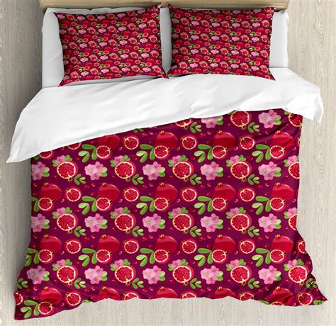 Fruits Duvet Cover Set Natural Themed Continuous Pattern Of