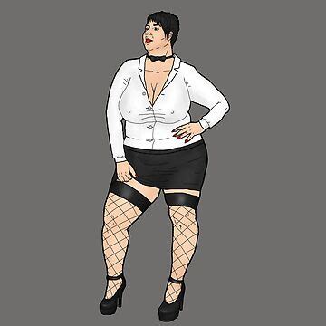 BBW Overweight Black Haired Woman With Large Breasts In An Elegant Outfit Art Print By