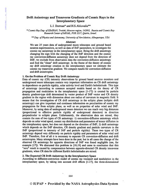 Pdf Drift Anisotropy And Transverse Gradients Of Cosmic Rays In The