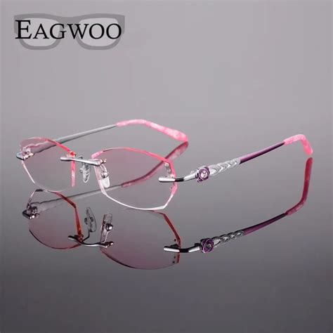 Titanium Eyeglasses Women Rimless Prescription Reading Myopia Photochromic Progressive Glasses