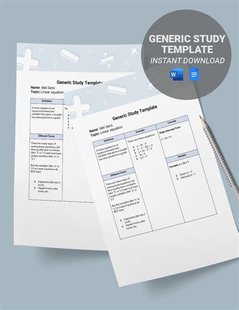 Study Guide Google Doc Template