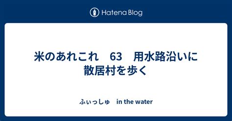 米のあれこれ 63 用水路沿いに散居村を歩く ふぃっしゅ In The Water