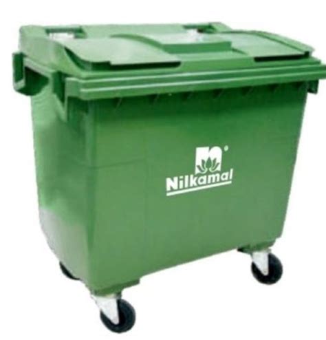 Green Hdpe Ltr Wheeled Plastic Dustbin Size T X B X