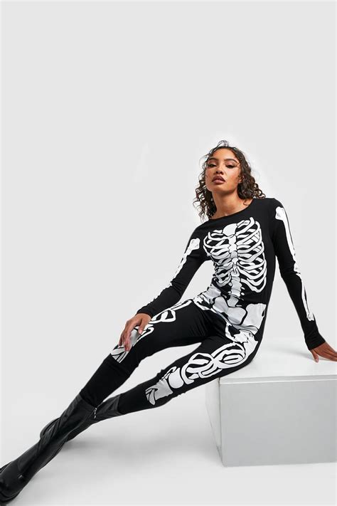 Tall Halloween Skeleton Jumpsuit Boohoo