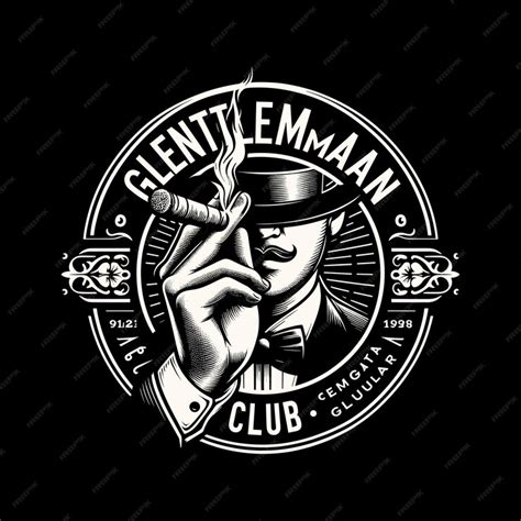 Premium Vector Vintage Monochrome Gentleman Club Label With Male Hand Holding Cuban Cigar