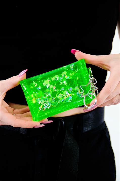 Liquid Glitter Tiny Wallet Game On Green Jelly Wallet Etsy