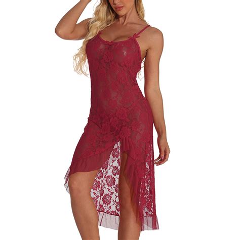 Munlar Thong Women S Lingerie Sleepwear Floral Lace Sheer Nightgown