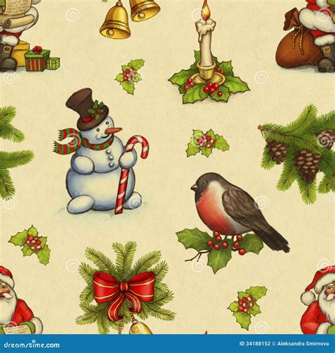 Vintage Christmas Pattern Stock Illustration Illustration Of Nostalgia