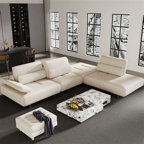 White Modern Leather Sectional Sofa Cabinets Matttroy