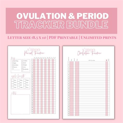 Printable Ovulation Period Tracker Bundle Digital Tracker Set PDF