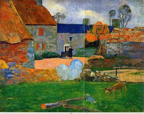 A Blue Roof Farm In Pouldu Paul Gauguin Wikiart Org