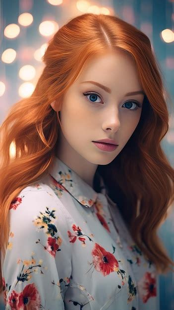 Premium Ai Image Beautiful Woman With Long Red Curly Hair Red Head