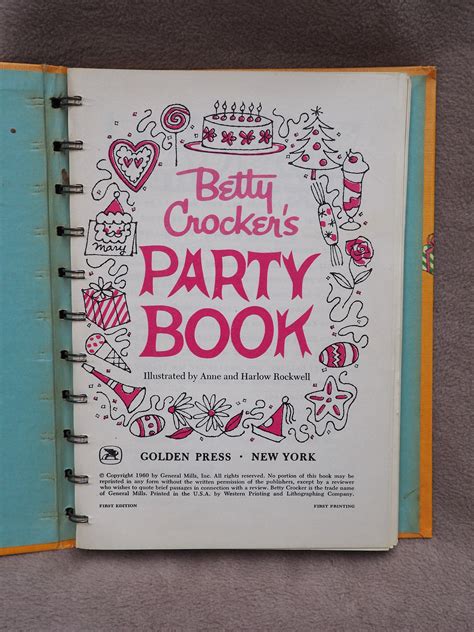 Hard Cover Cook Book Betty Crocker S Party Book 1st Edition 1st